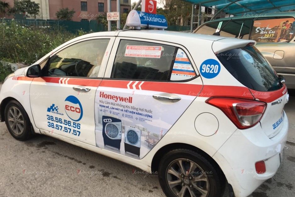 quảng cáo trên taxi cho honeywell