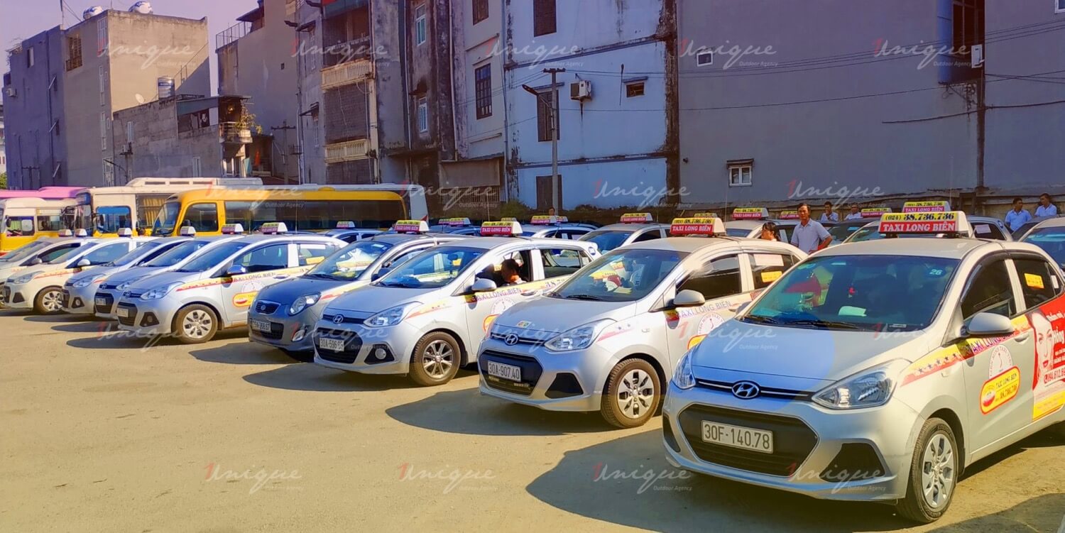 Quảng cáo trên taxi Long Biên